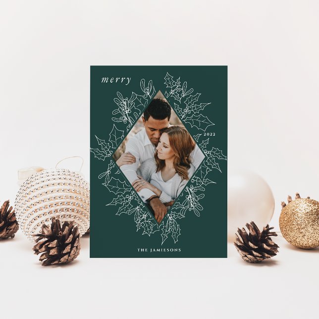 Tarjeta Festiva Delicate Holly | Foto elegante (Subido por el creador)