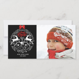 Tarjeta Festiva Delicate Ornate Ornament Christmas Photo Card