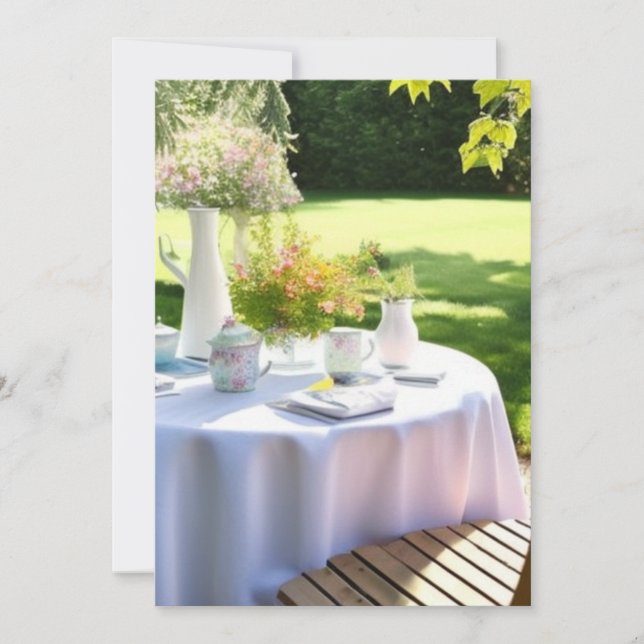 Tarjeta Festiva Deliciosa escena del jardín acuático de verano. (Anverso)