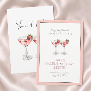 Tarjeta Festiva Deliciosos Cócteles Rosados de Galentine's Day par