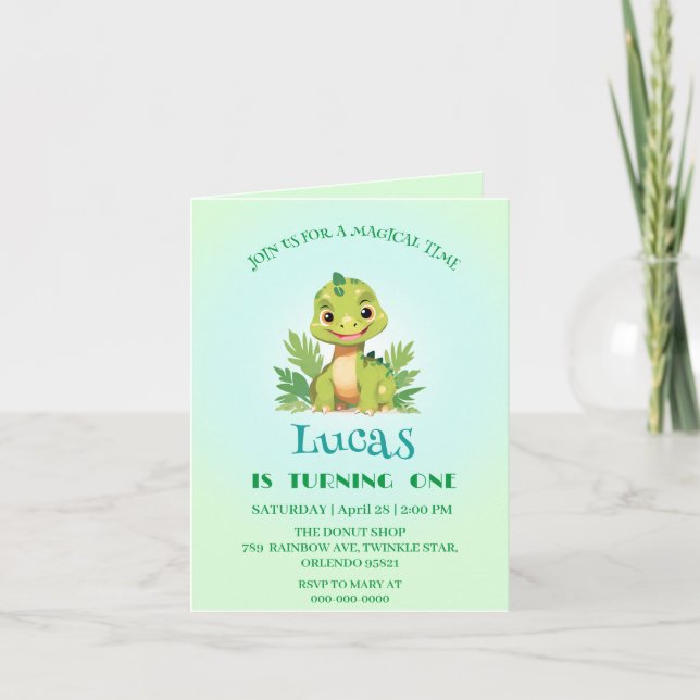 Tarjeta Festiva Deliciosos dinosaurios zoológico de jungla silvest (Anverso)