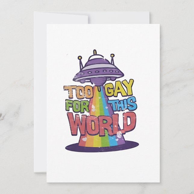 Tarjeta Festiva Demasiado gay para este mundo Funny LGBT Alines UF (Anverso)