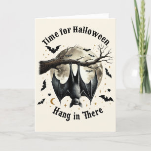 Tarjeta Festiva Demuestra Fortaleza Murciélago Vintage Halloween