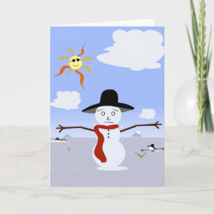 Tarjeta Festiva Derritiendo a Snowman.