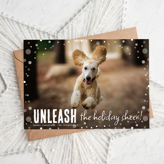 Tarjeta Festiva ¡Desata el Alegre! Navidades de Dog Photo (Subido por el creador)