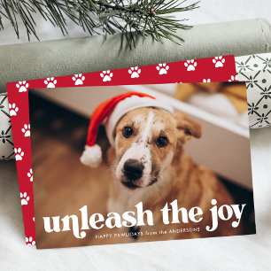 Tarjeta Festiva Desata la Alegría Foto de Perro Rojo