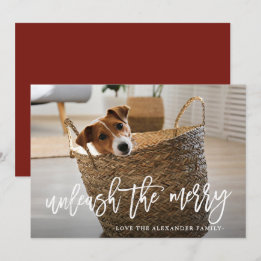 Tarjeta Festiva Desata la foto del perro lindo con guión alegre
