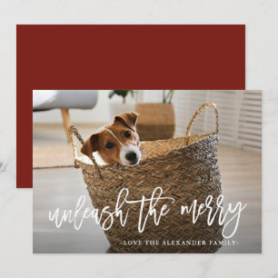 Tarjeta Festiva Desata la foto del perro lindo con guión alegre