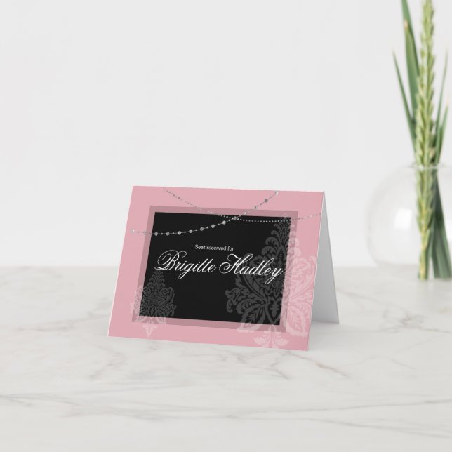 Tarjeta Festiva Desayuno y Brunch rosa y negro (Anverso)