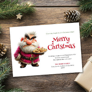 Tarjeta festiva descargable de Santa con humor pop