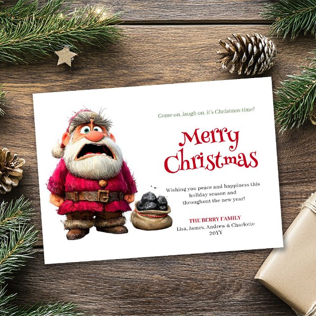 Tarjeta festiva descargable de Santa con humor pop (Popular humor Santa downloadable festive card)