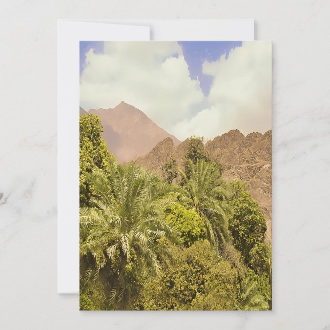 Tarjeta Festiva Descubra el oasis (Anverso)