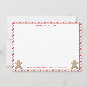 Tarjeta Festiva Desde El Escritorio De   Rayas de menta Gingerbrea