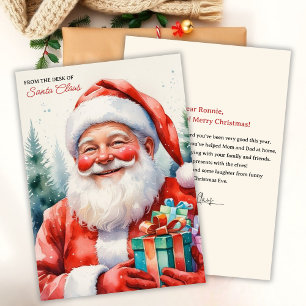 Tarjeta Festiva Desde el escritorio de Santa Carta mágica de Navid