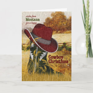 Tarjeta Festiva desde Montana Cowboy Christmas Western Boot