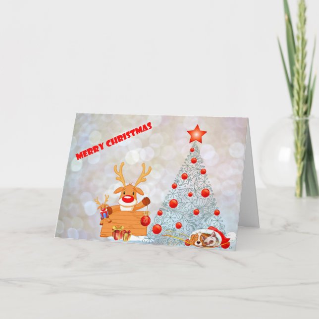Tarjeta Festiva Deseamos felices vacaciones a los Navidades de la  (Anverso)