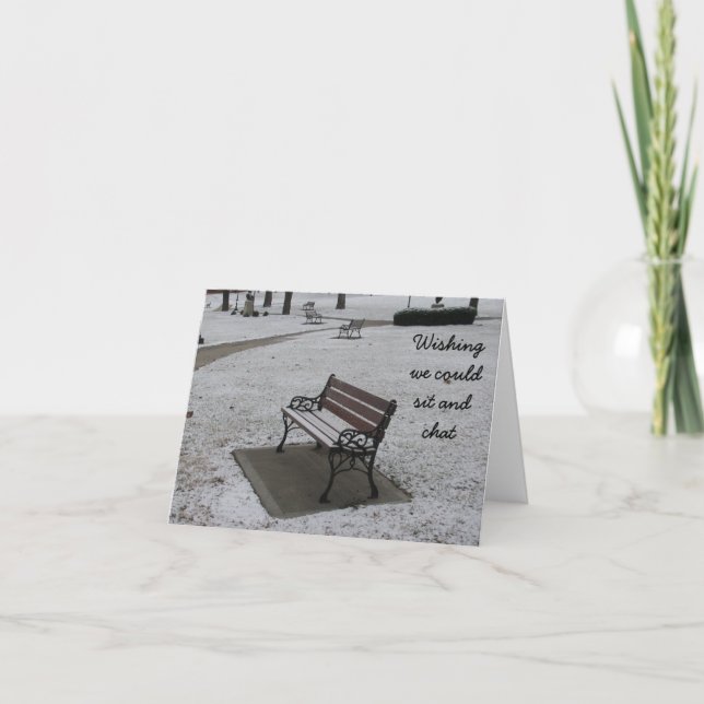 Tarjeta Festiva Deseamos poder sentarnos y charlar (Anverso)