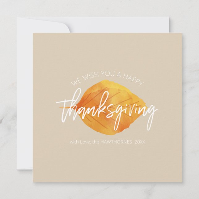 Tarjeta Festiva "Deseamos un feliz día de Acción de Gracias" hoja  (Anverso)