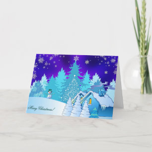 Tarjeta Festiva Deseando felices vacaciones a los Navidades Snowma