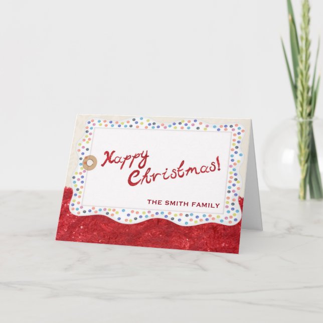 Tarjeta Festiva Deseando felices vacaciones Navidades rojos (Anverso)