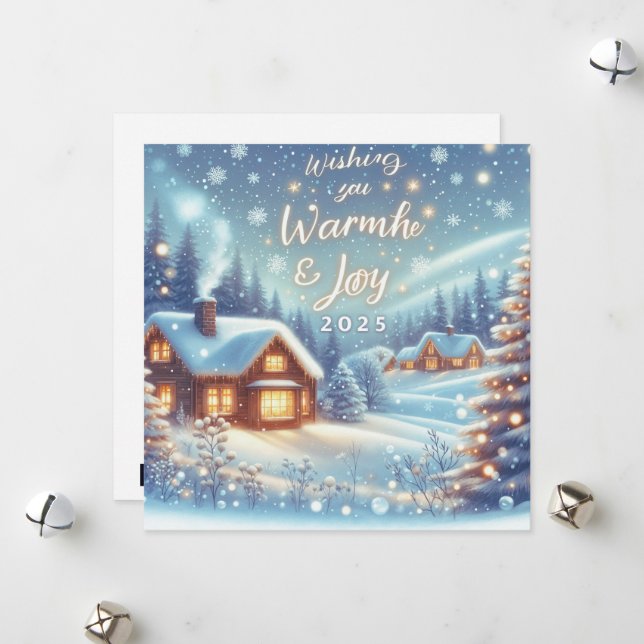 Tarjeta Festiva Deseándole Calidez y Alegría para 2025 (Anverso/Reverso In Situ)