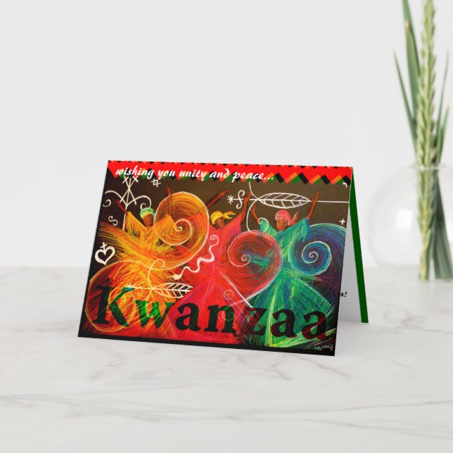 Tarjeta Festiva deseándole la unidad y la paz… Kwanzaa (Anverso)