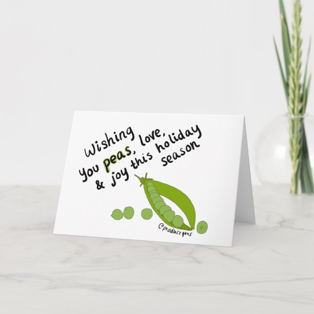 Tarjeta Festiva ¡Deseándole los guisantes, amor, y alegría! (Anverso)