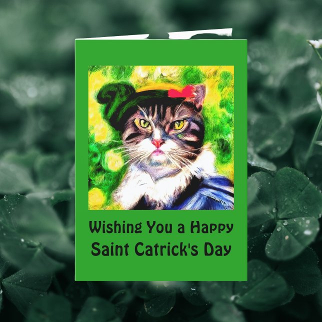 Tarjeta Festiva Deseándole un Feliz Día de San Catrick Gato Divert (Subido por el creador)