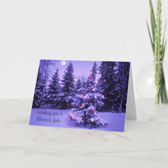 Tarjeta Festiva Deseándole un Yule bendecido (Anverso)