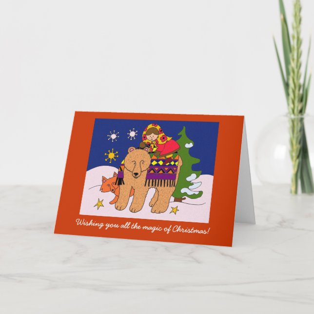 Tarjeta Festiva Deseándote la magia de los Navidades (Anverso)