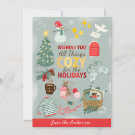 Tarjeta Festiva Deseándote todas las cosas acogedoras familiares d