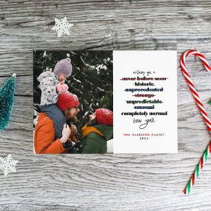 Tarjeta Festiva Deseándote un año nuevo completamente normal