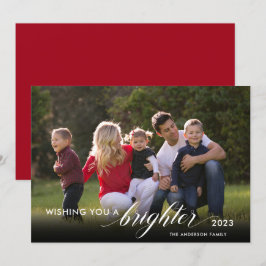 Tarjeta Festiva Deseándote un año nuevo más brillante en la foto d