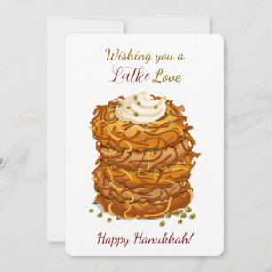 Tarjeta Festiva Deseándote un divertido Latke Amor Feliz Janucá