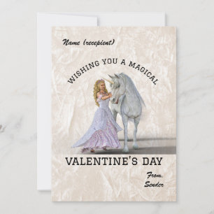 Tarjeta Festiva Deseándote un mágico Día de San Valentín - Unicorn