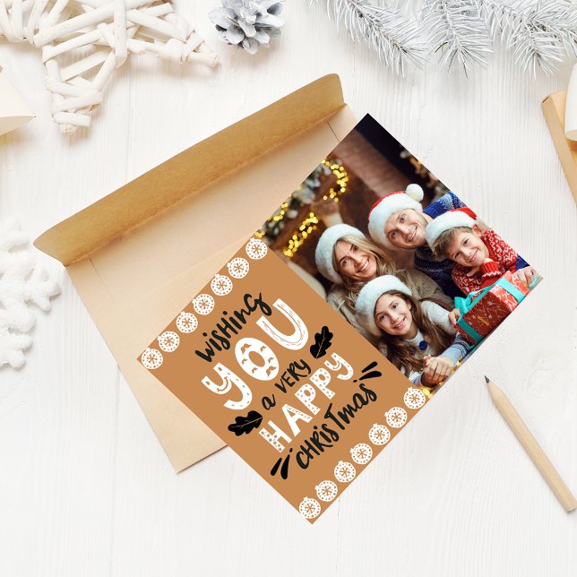 Tarjeta Festiva Deseándote una foto familiar de Navidades muy feli (Subido por el creador)