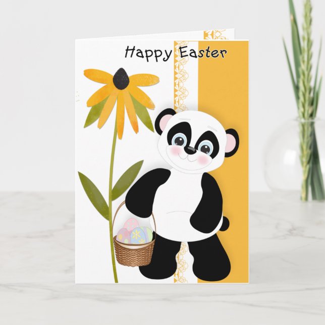 Tarjeta Festiva Deseo de Pascua de la panda (Anverso)