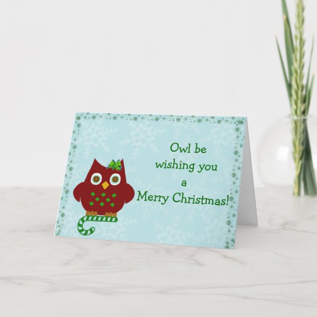 Tarjeta Festiva ¡Deseo del búho usted Felices Navidad! (Anverso)