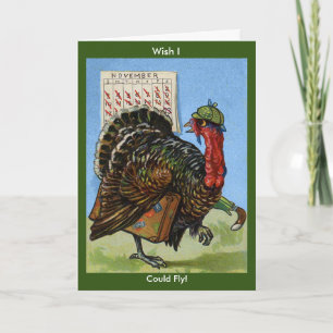 Tarjeta Festiva Deseo Vintage Podría Volar Acción de Gracias Turqu