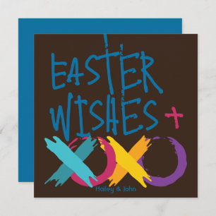 Tarjeta Festiva Deseos, abrazos y besos divertidos de Pascua Mar