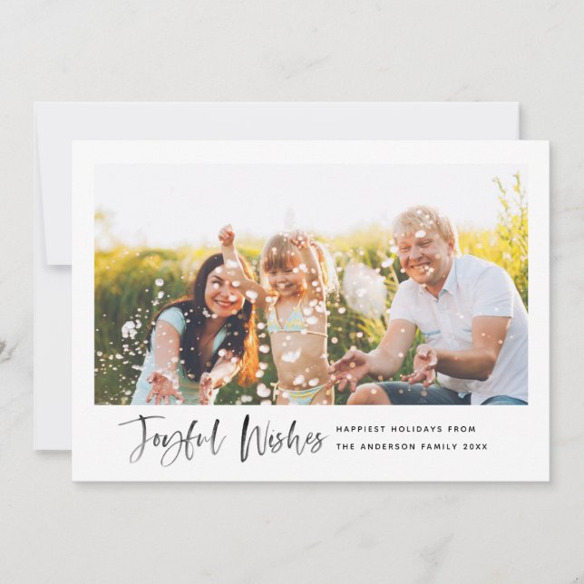 Tarjeta Festiva Deseos alegres de escritura moderna Foto mínima (Anverso)