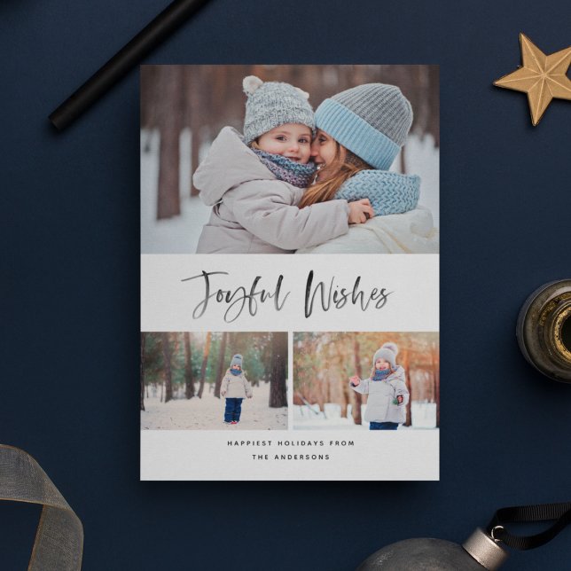 Tarjeta Festiva Deseos alegres de Navidades de fotografía con escr (Subido por el creador)