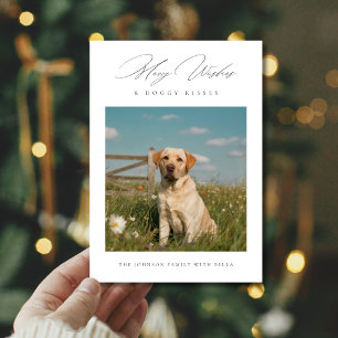 Tarjeta Festiva Deseos Alegres y Besos de Perrito Foto de Mascota 