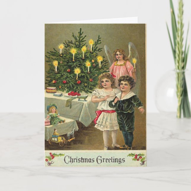 Tarjeta Festiva Deseos Angélicos (Anverso)