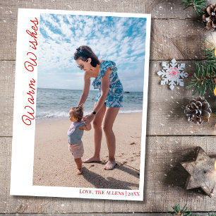 Tarjeta Festiva Deseos Cálidos Costeros Rojo Dos Foto de Familia e