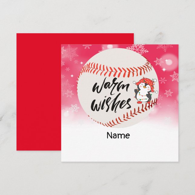 Tarjeta Festiva Deseos Cálidos de Béisbol con Jugador Divertido de (Anverso / Reverso)