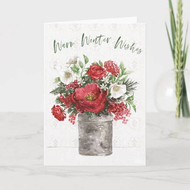 Tarjeta Festiva Deseos Cálidos de Invierno (Anverso)