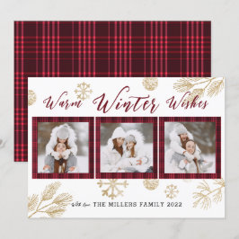 Tarjeta Festiva Deseos cálidos de invierno 3 Collages de fotos