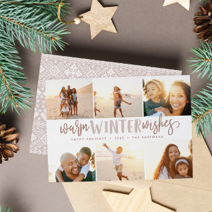 Tarjeta Festiva Deseos cálidos de invierno COLLAGE DE FOTOS