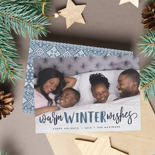 Tarjeta Festiva Deseos cálidos de invierno   Foto completa